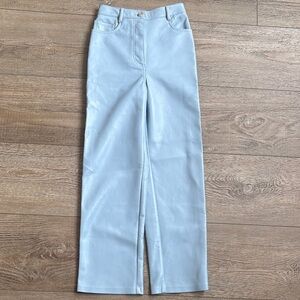 Wilfred Aritzia Sky Blue High Waist Straight Leg Vegan Faux Leather Pants Short